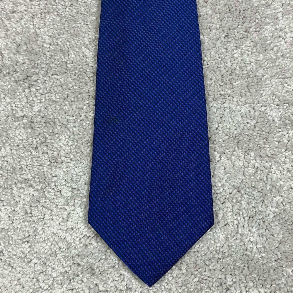 Vintage Polo Ralph Lauren Necktie Mens OS Blue Textured Silk Made in USA Solid